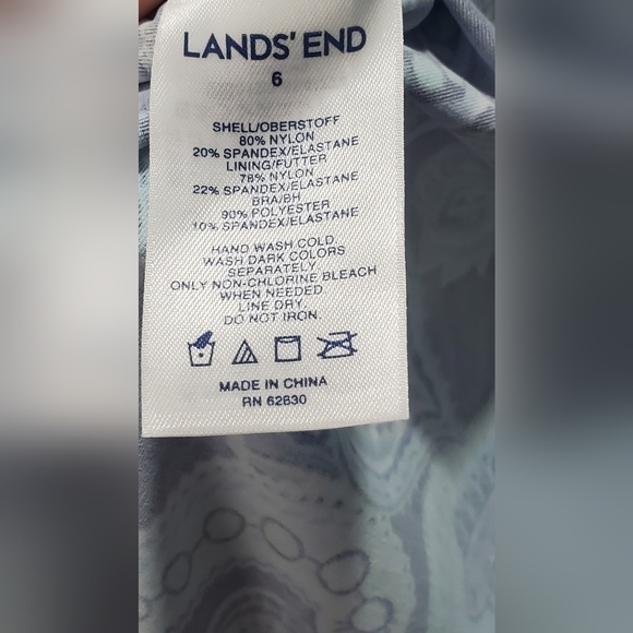 Lands' End Paisley Swim Tankini Women's Swim Top Size 6 - Picture 10 of 12